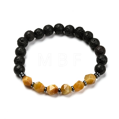 Dyed & Heated Natural Tiger Eye Beads  Stretch Bracelets Set BJEW-JB06651-1