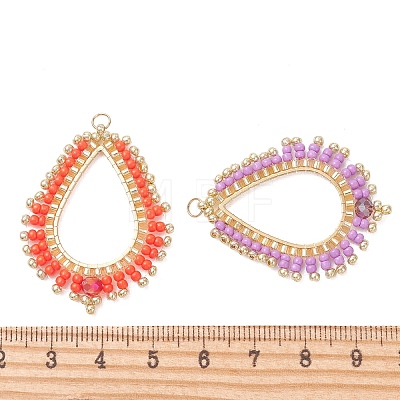 Glass Seed Beaded Pendnats PALLOY-MZ01361-1