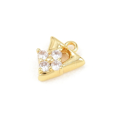Brass Micro Pave Clear Cubic Zirconia Charms KK-Z151-18G-V-1