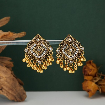 Alloy Crystal Rhinestone Rhombus Chandelier Earrings for Women WG50357-01-1