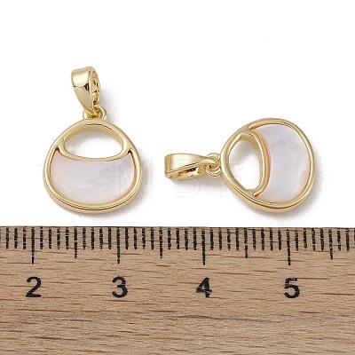 Brass Pave Shell Bag Charms KK-G497-10G-1