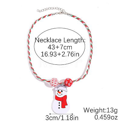 Christmas Acrylic Pendant Polyester Cord Necklaces with Alloy End Chains FS-WG3DBCD-01-1
