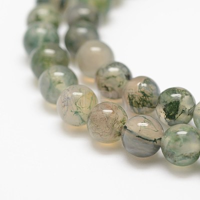 Natural Moss Agate Beads Strands G-F453-8mm-1