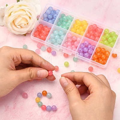 250Pcs 10 Colors Imitation Jelly Acrylic Beads MACR-CJ0001-35-1