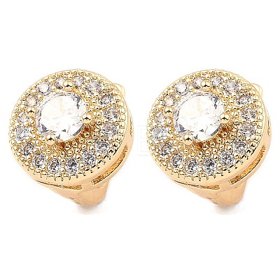 Brass with Cubic Zirconia Hoop Earrings EJEW-D078-41G-1