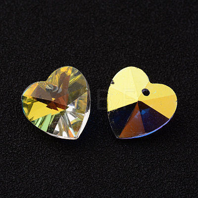 Heart Faceted K9 Glass Charms EGLA-O006-01C-1
