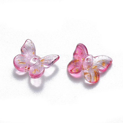 Two Tone Transparent Spray Painted Glass Charms X-GLAA-T016-22F-1