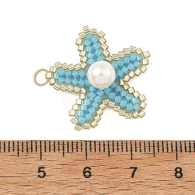 MIYUKI Glass Seed Beaded & Shell Pearl Pendants PALLOY-MZ01378-02-1