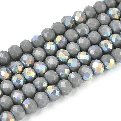 AB Color Plated Opaque Glass Rondelle Beads Strands EGLA-T029-4mm-09A-1