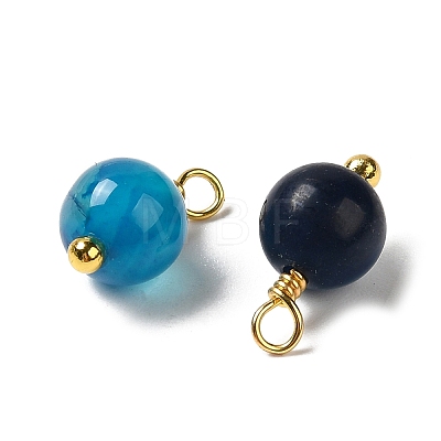Dyed Natural Agate Round Charms with Real 18K Gold Plated Brass Loops KK-P242-09A-G01-1