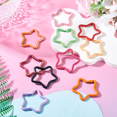 10Pcs 2 Styles Spray Painted Alloy Spring Gate Rings FIND-TA0009-83-1