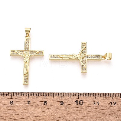 Religion Brass Micro Pave Clear Cubic Zirconia Pendants KK-T080-39G-1