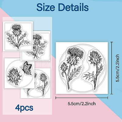4Pcs 4 Styles PVC Stamp DIY-WH0487-0057-1