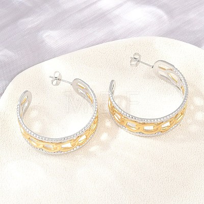 304 Stainless Steel Hollow Link Chain Stud Earrings for Women SA-CBA45D5-33GP-1