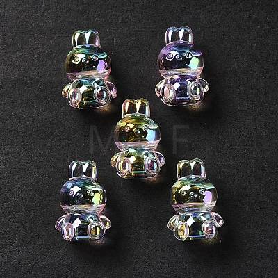 UV Plating Rainbow Iridescent Acrylic Beads OACR-H015-08-1