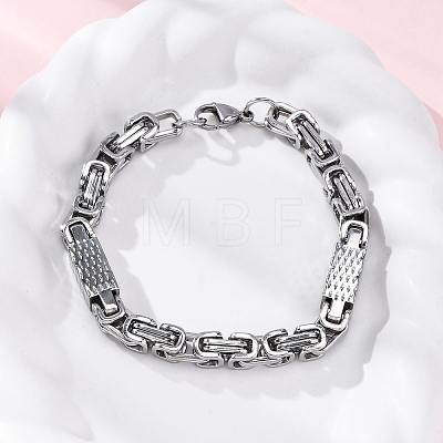 201 Stainless Steel Byzantine Chain Bracelets BJEW-B078-166P-1