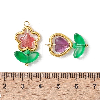 40Pcs Alloy Glass Bead Pendants PALLOY-JF05181-01-1