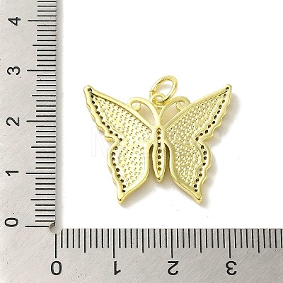 Butterfly Brass Enamel Micro Pave Cubic Zirconia Pendants KK-Z042-02G-02-1