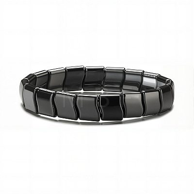 Non-magnetic Synthetic Hematite Beaded Stretch Bracelets for Men FS-WG73B41-02-1