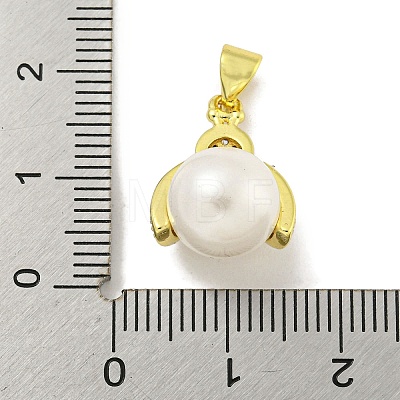 Rack Plating Brass Plastic Pearl Cubic Zirconia Pendants KK-B091-13-1