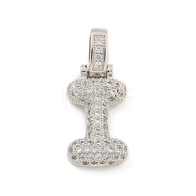 Brass Micro Pave Clear Cubic Zirconia Pendants KK-B099-01P-I-1