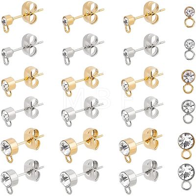 Unicraftale 36Pcs 6 Style 304 Stainless Steel Stud Earrings Findings STAS-UN0039-35-1