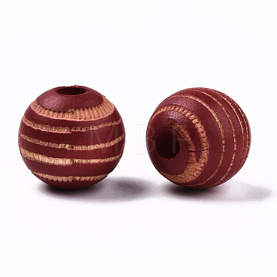 Painted Natural Wood Beads WOOD-T021-54B-08-1