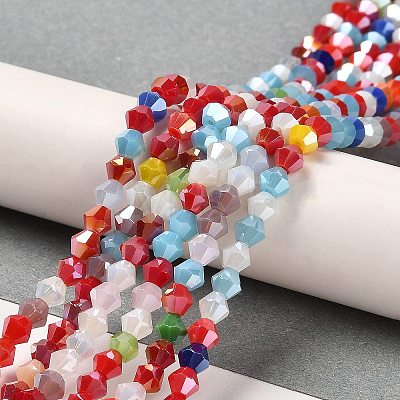 Opaque Solid Color Electroplate Glass Beads Strands EGLA-A039-P4mm-B16-1