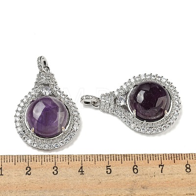 Natural Amethyst with Clear Cubic Zirconia Pendants G-G133-01P-19-1