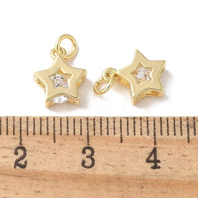 Brass Micro Pave Clear Cubic Zirconia Pendants KK-Q031-19G-01-1