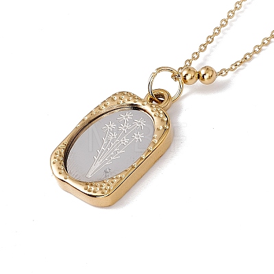304 Stainless Steel Magic Mirror with Birth Flower Pendant Necklace for Women STAS-H174-01G-I-1