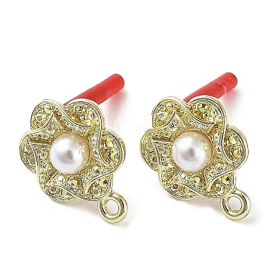 Rack Plating Alloy Flower Stud Earrings Finding EJEW-B030-12G-1