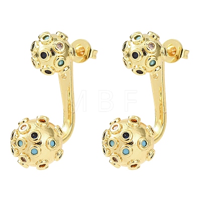Brass Micro Pave Cubic Zirconia Stud Earrings EJEW-D351-13G-01-1