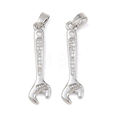 Brass Micro Pave Clear Cubic Zirconia Pendants KK-G549-16C-P-1