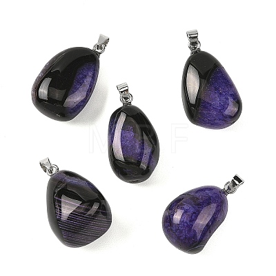 Natural Dyed & Heated Agate Tumbled Stone Pendants GG-K002-07G-1
