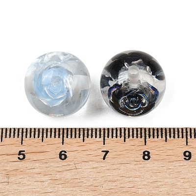 Transparent Resin Inner Flower Beads RESI-C070-16-1