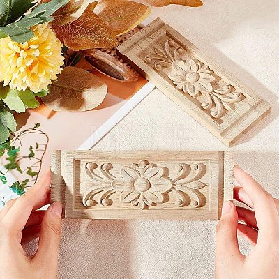 Natural Solid Wood Carved Onlay Applique Craft WOOD-FH0001-11-1