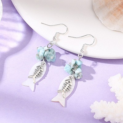 Shell Alloy Pendant Dangle Earrings for Women EJEW-JE07464-1