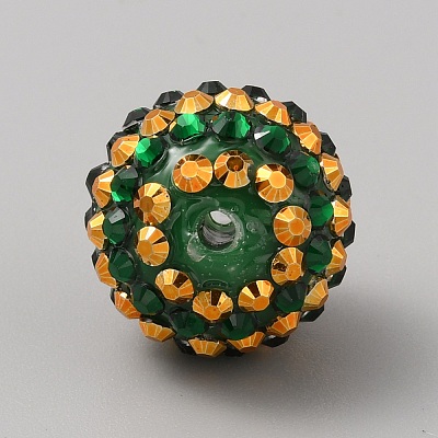 Saint Patrick's Day Theme Chunky Resin Rhinestone Bubblegum Ball Beads RESI-CJC0025-02E-1