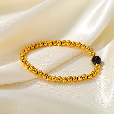 304 Stainless Steel Round Beaded Bracelets for Women JZ6753-1-1