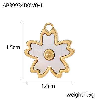 304 Stainless Steel Shell Pendants STAS-OY006-50G-1