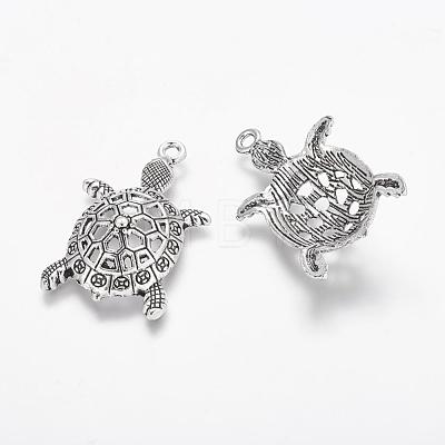 Tibetan Style Alloy Tortoise Pendants TIBEP-Q043-237-RS-1