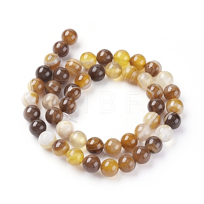 Natural Striped Agate/Banded Agate Beads Strands G-G582-10mm-51-1