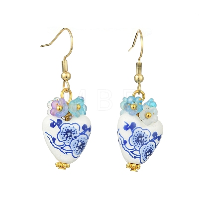 Handmade Porcelain & Acrylic Beads Dangle Earrings for Women EJEW-JE07329-02-1