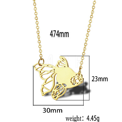 Stainless Steel Geometric Artistic Hollow Animal Pendant Necklaces JK0174-1-1