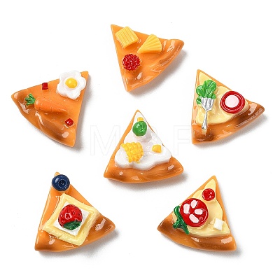 30Pcs 6 Styles Opaque Resin Pizza Cabochons RESI-CJ0005-41-1