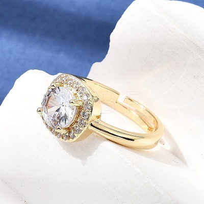 Brass Micro Pave Clear Cubic Zirconia Cuff Open Rings CU-CBA5C10-12G-1