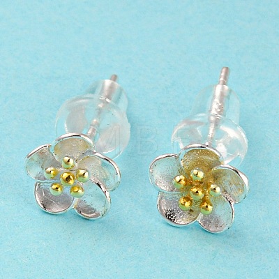 Two Tone 999 Sterling Silver Stud Earrings STER-P052-A04-S-1