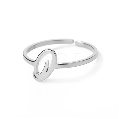 Adjustable 201 Stainless Steel Letter Open Cuff Rings for Women FS-WG61269-41-1