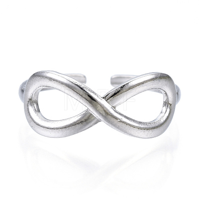 304 Stainless Steel Infinity Open Cuff Ring RJEW-N040-43-1